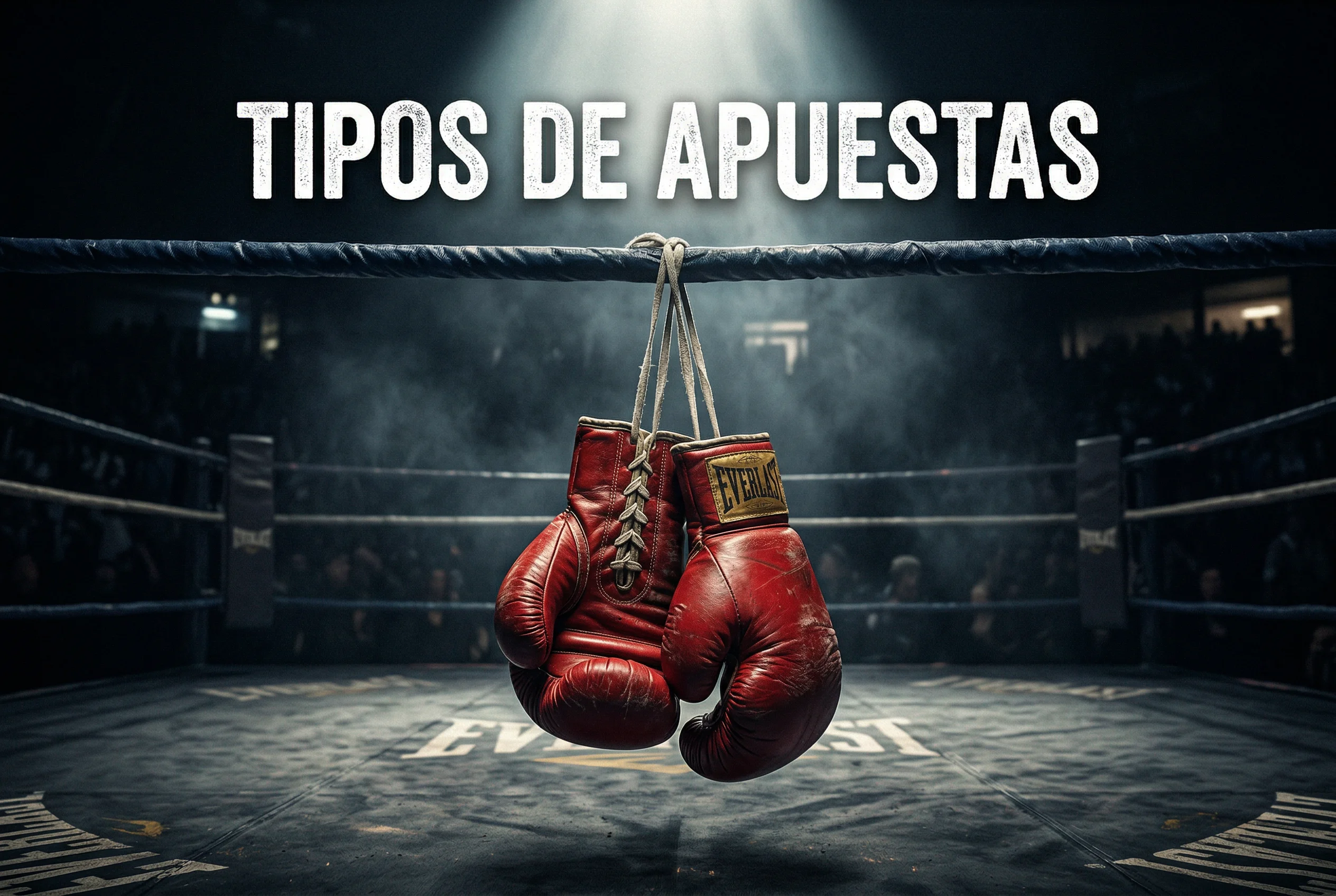 Guantes de boxeo rojos sobre el ring iluminado representando los tipos de apuestas de boxeo