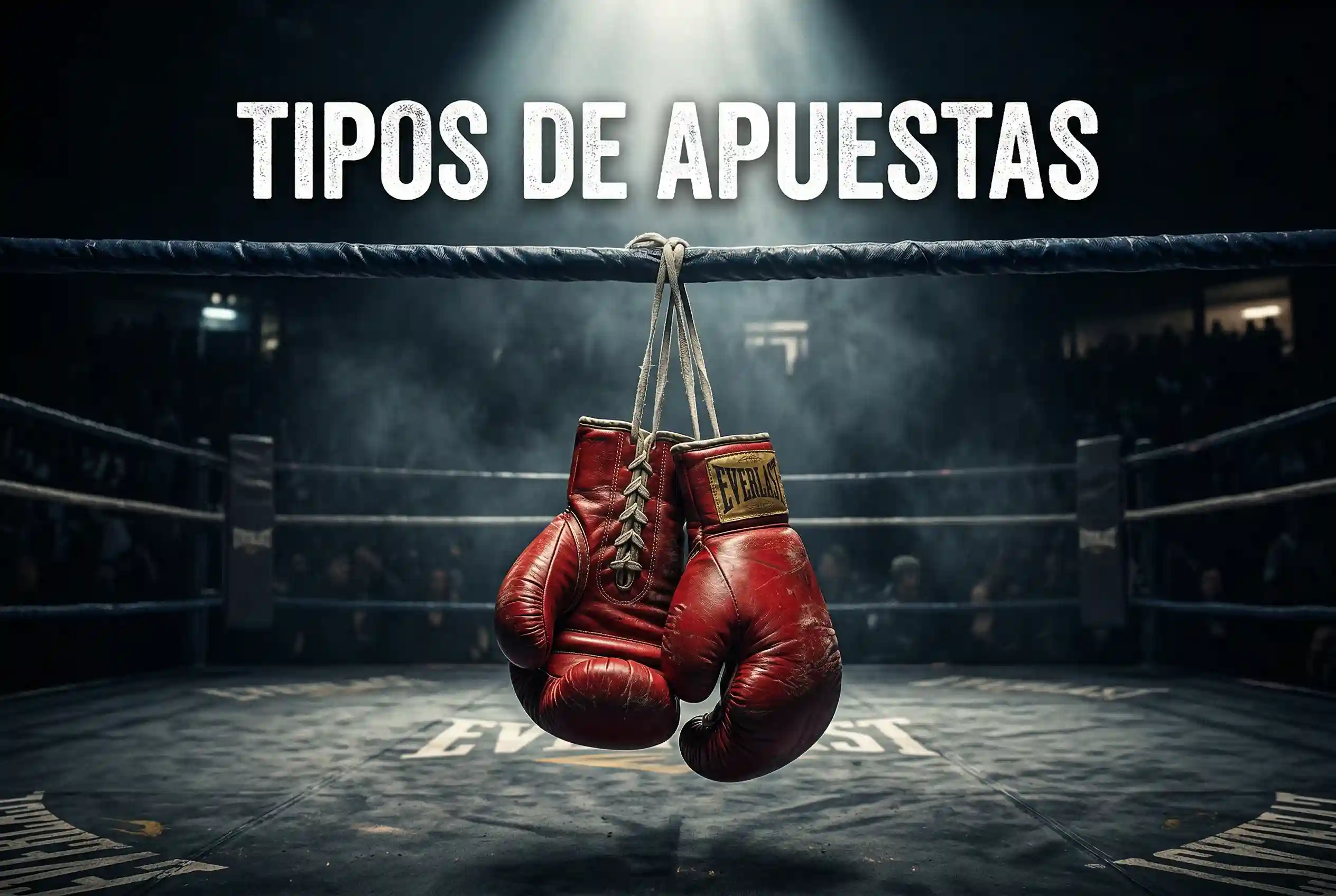 Guantes de boxeo rojos sobre el ring iluminado representando los tipos de apuestas de boxeo